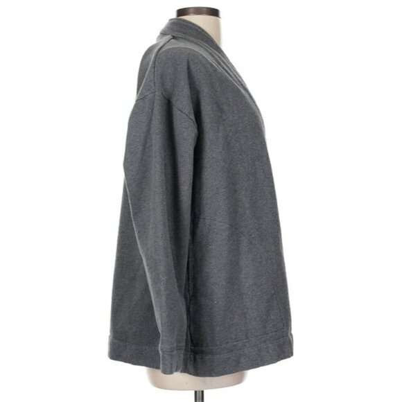 Coyuchi Women's Gray Cotton Open Front Blazer Jacket Size M Lagenlook Minimalist - Picture 3 of 5
